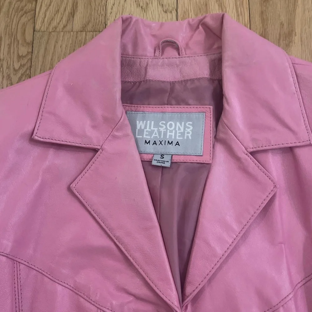 Pink Women's Leather Jacket - Picture 2 of 3